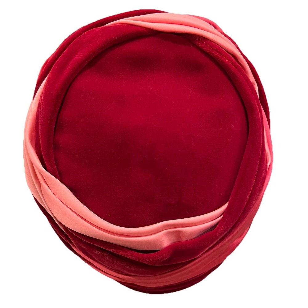 Melinda Original Vtg Turban Hat Pink Red Velvet Mesh Lined 60's Boho Easter WWII - Picture 3 of 7
